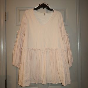 Long sleeve patterned ruffle dress